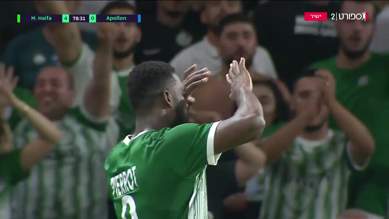 UEFA CL Maccabi Haifa Vs Apollon Limassol FC Frantzdy Pierrot Goal in 78 min, Score 4:0