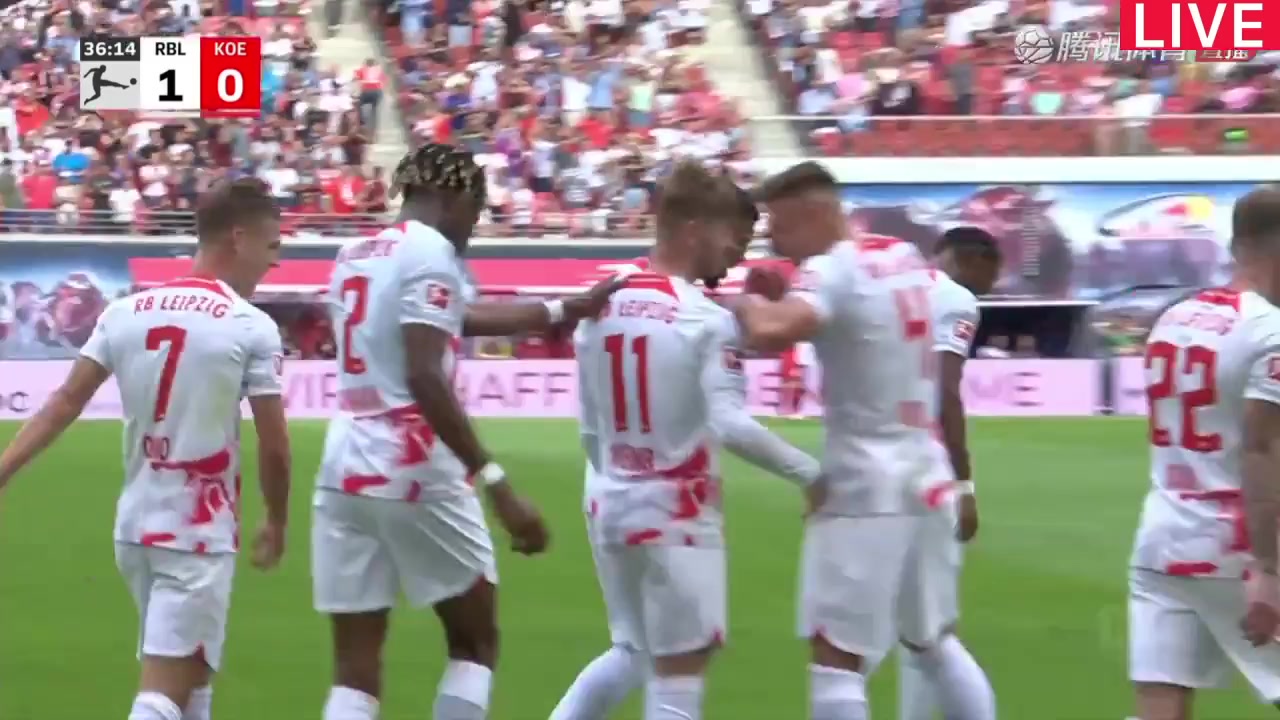 Bundesliga RB Leipzig Vs FC Koln Timo Werner Goal in 36 min, Score 1:0