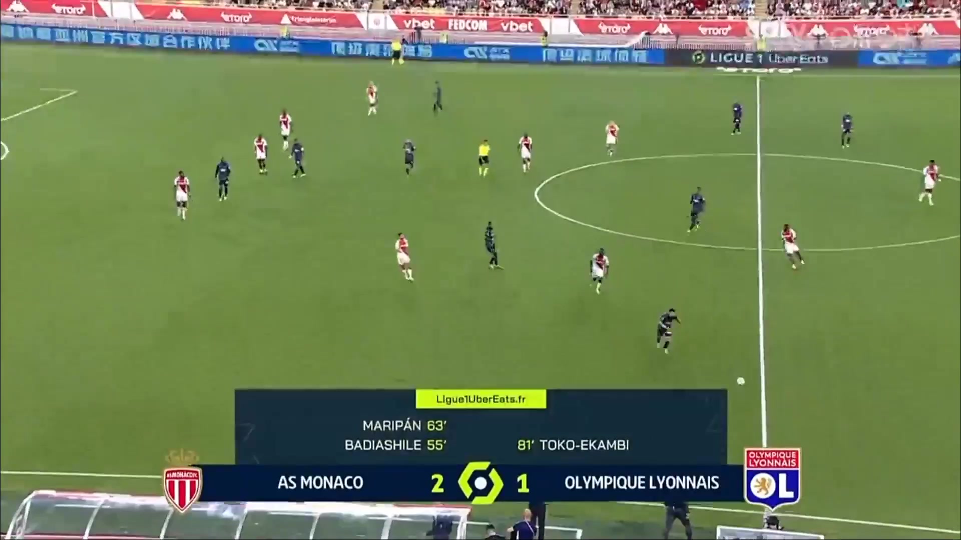 Ligue1 Monaco Vs Lyon 81 ทำประตู  ประตู, ทำคะแนน 2:1