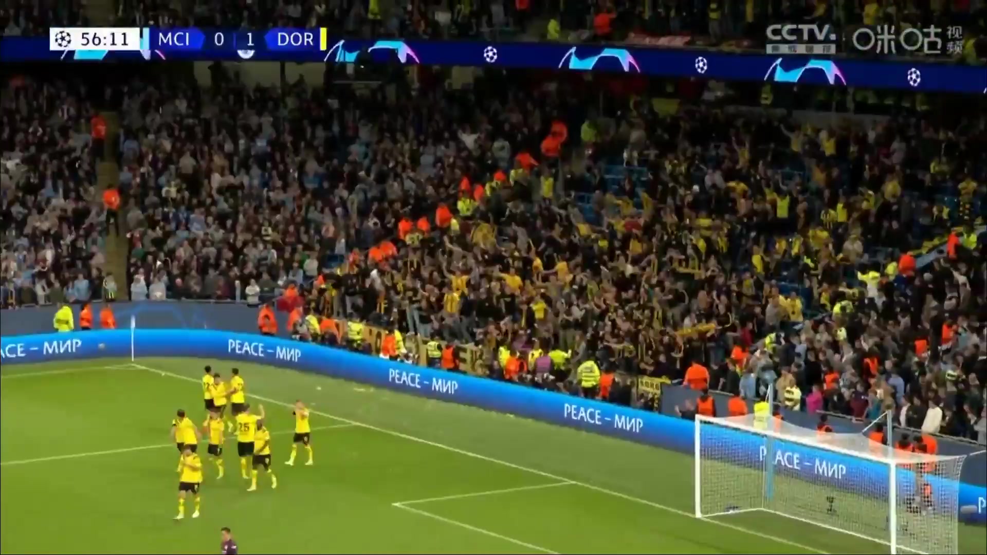 103 Manchester City Vs Borussia Dortmund 57 skor gol Jude Bellingham, skor 0:1