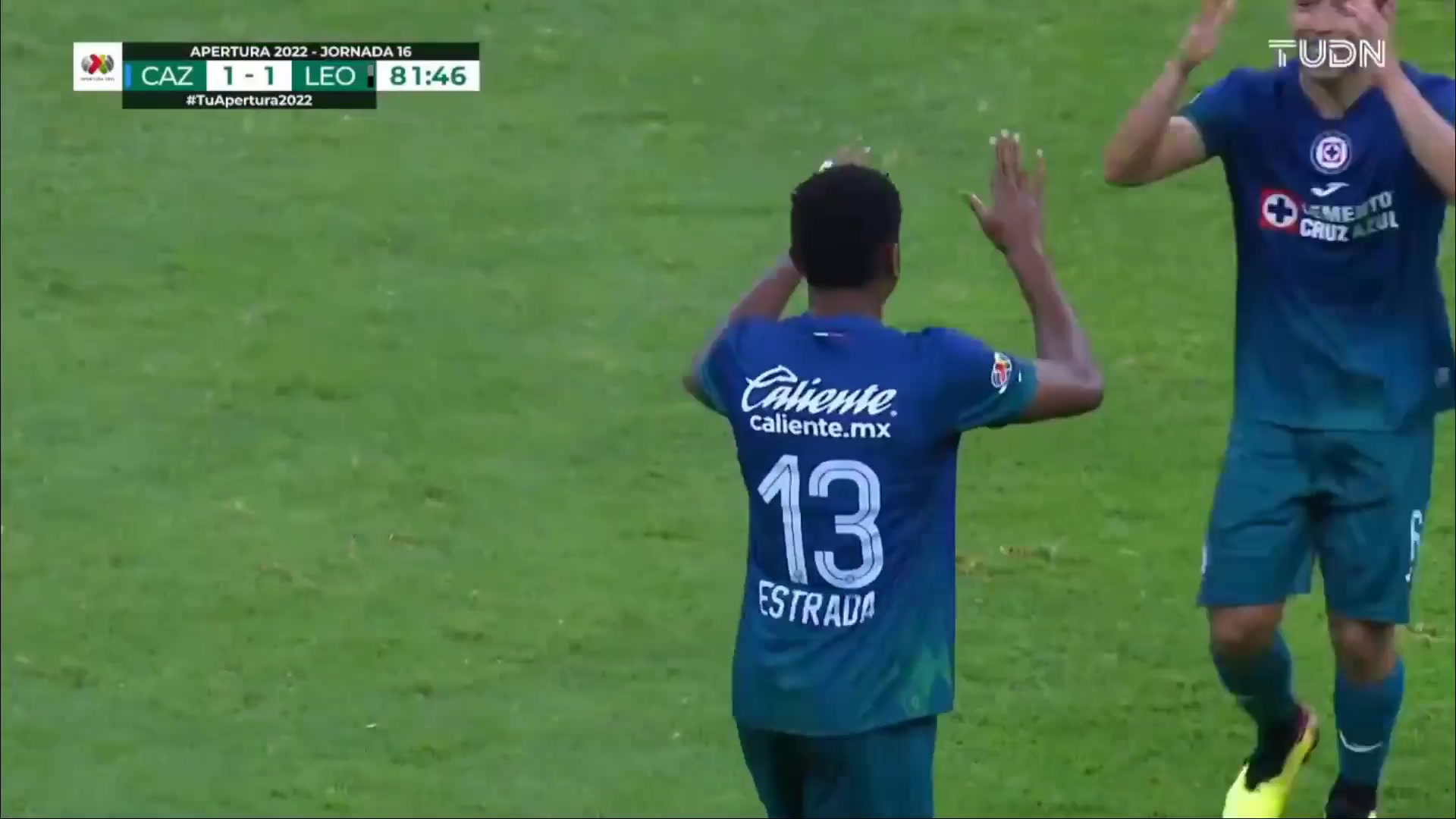 140 CDSyC Cruz Azul Vs Club Leon 81 skor gol Michael Steveen Estrada Martínez, skor 1:1