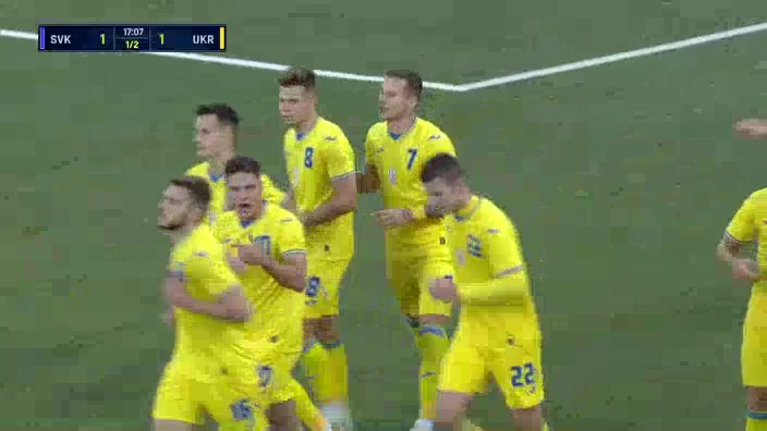 UEFA  U21Q Slovakia U21 Vs Ukraine U21 Bogdan Vyunnik Goal in 16 min, Score 1:1