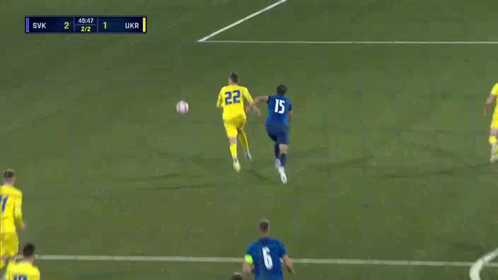 UEFA  U21Q Slovakia U21 Vs Ukraine U21  Goal in 46 min, Score 2:1