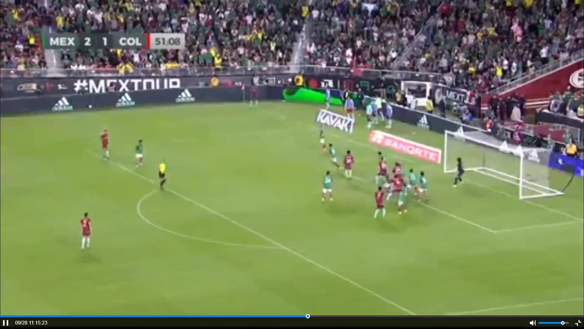 INT FRL Mexico Vs Colombia  Goal in 52 min, Score 2:2