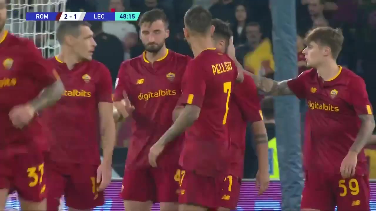 Serie A AS Roma Vs Lecce 48 phút Vào, ghi bàn 2:1