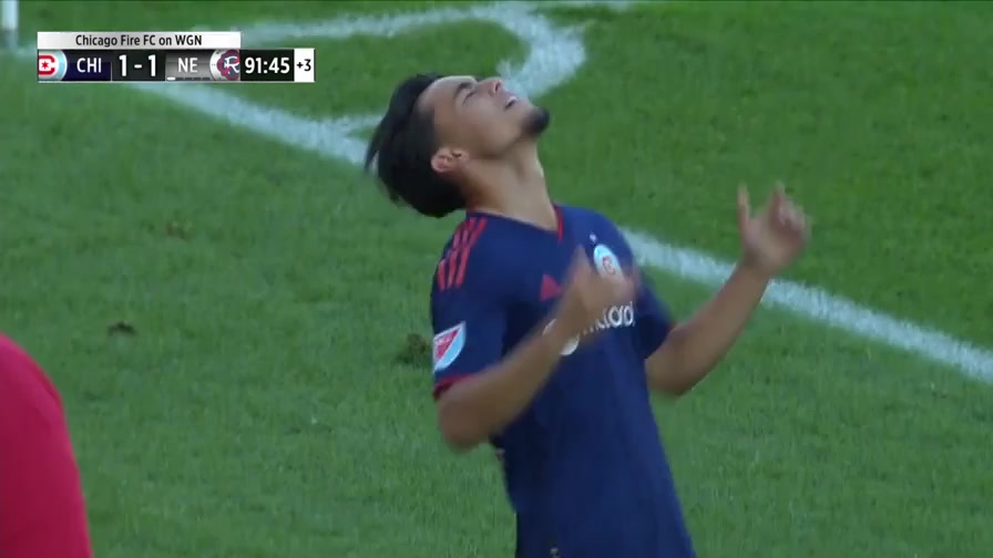 MLS Chicago Fire Vs New England Revolution Alex Monis Goal in 91 min, Score 1:1