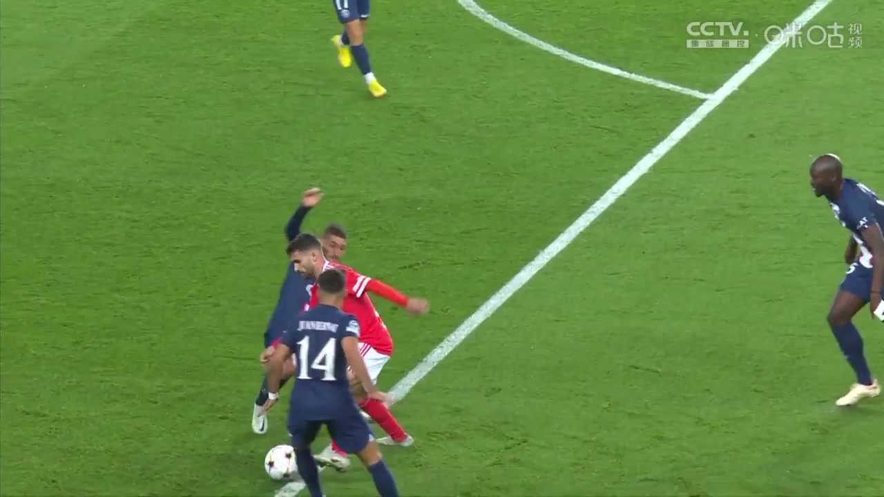 UEFA CL Paris Saint Germain (PSG) Vs Benfica Joao Mario Goal in 61 min, Score 1:1