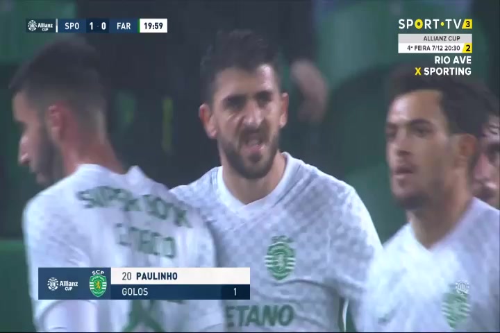 PORLC Sporting CP Vs SC Farense  Goal in 19 min, Score 1:0