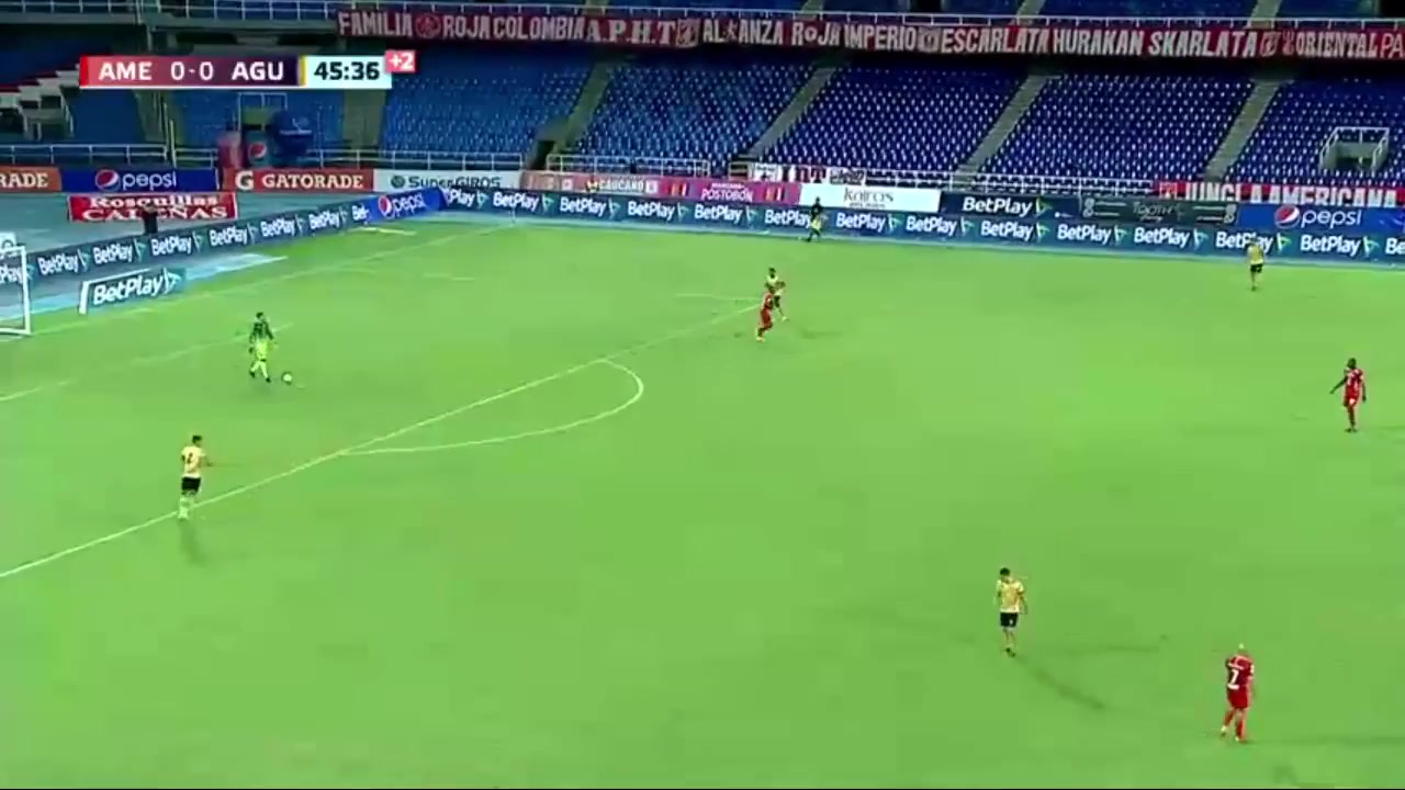 250 America de Cali Vs Aguilas Doradas 45+ skor gol , skor 1:0