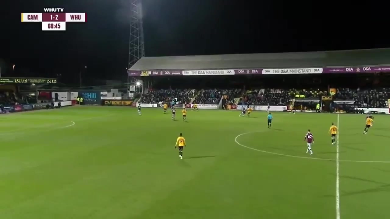 INT CF Cambridge United Vs West Ham United  Goal in 69 min, Score 1:3