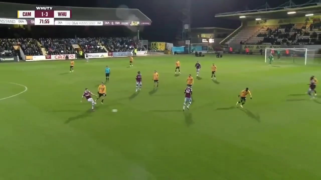 INT CF Cambridge United Vs West Ham United  Goal in 72 min, Score 1:4