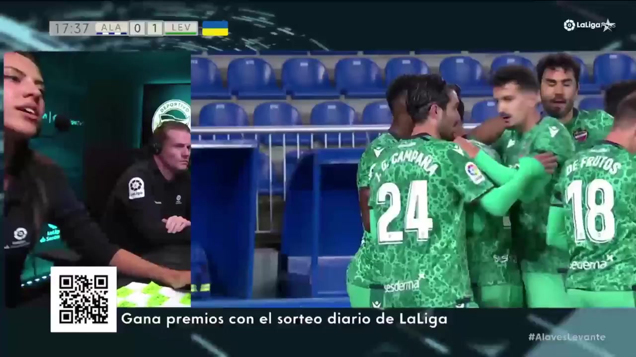 SPA D2 Alaves Vs Levante 17 phút Mohamed BouldiniVào, ghi bàn 0:1