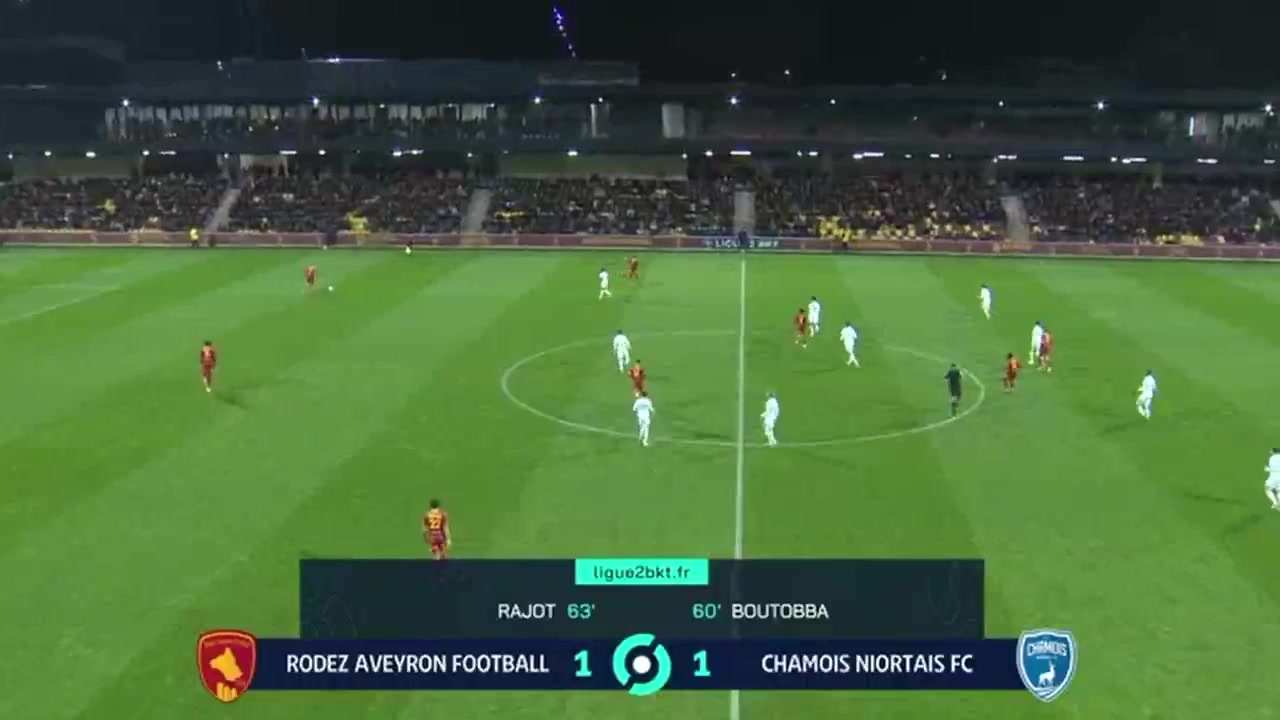 FRA D2 Rodez Aveyron Vs Chamois Niortais  Goal in 63 min, Score 1:1