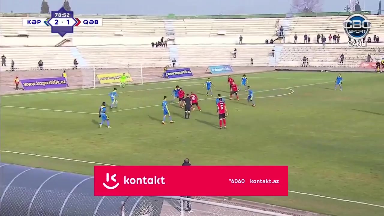 AZE D1 FK Kapaz Ganca Vs Qabala  Goal in 79 min, Score 2:2