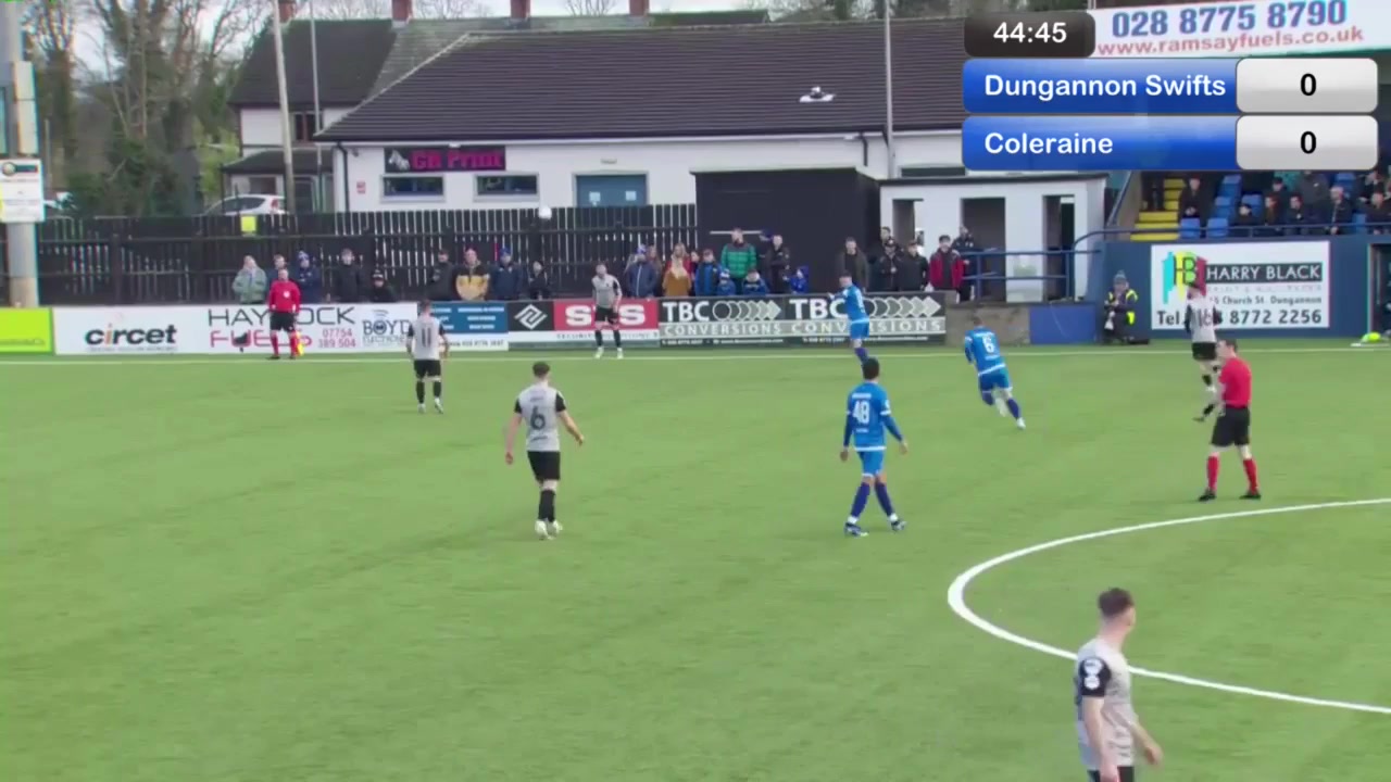 NIR D1 Dungannon Swifts Vs Coleraine  Goal in 45 min, Score 0:1