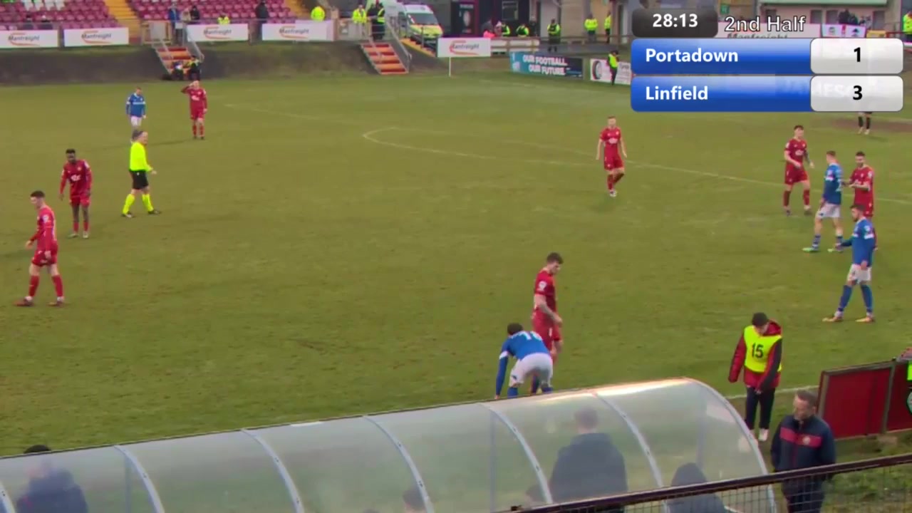 NIR D1 Portadown Vs Linfield FC  Goal in 76 min, Score 1:4