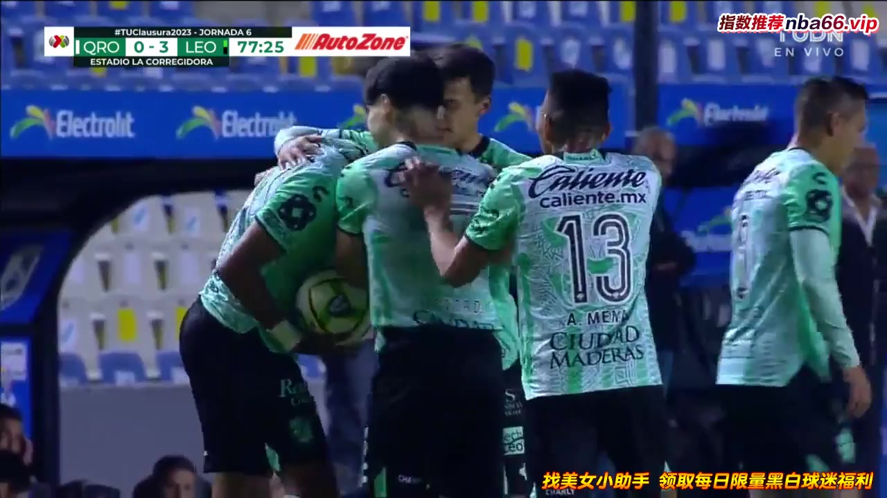 140 Queretaro FC Vs Club Leon 78 skor gol Yairo Moreno, skor 0:3