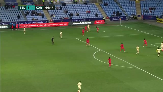 INT FRL 比利時女足 Vs 南韓女足  Goal in 69 min, Score 2:1