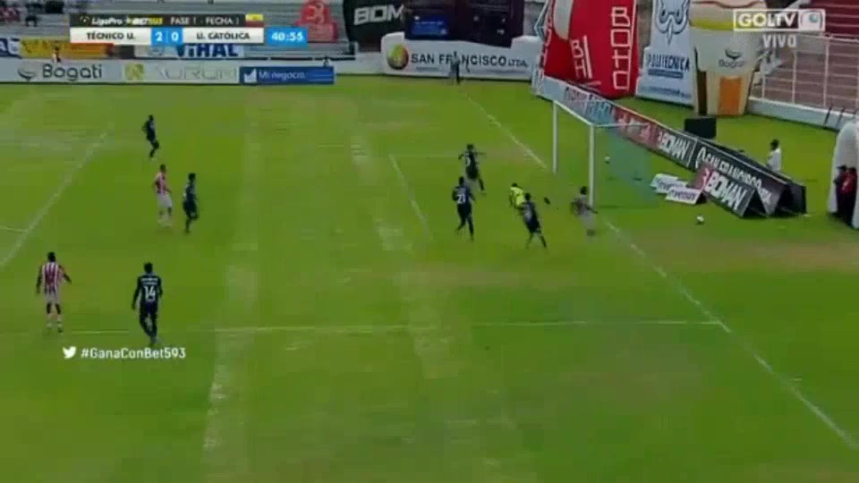 ECU D1 Tecnico Universitario Vs Universidad Catolica  Goal in 40 min, Score 3:0