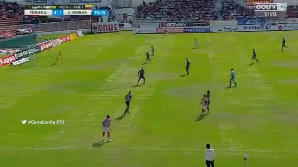 ECU D1 Tecnico Universitario Vs Universidad Catolica  Goal in 72 min, Score 4:1