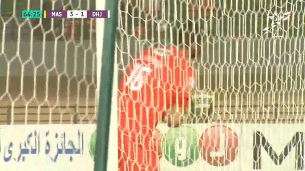 MAR D1 Maghreb Fes Vs DHJ Difaa Hassani Jadidi  Goal in 64 min, Score 3:1