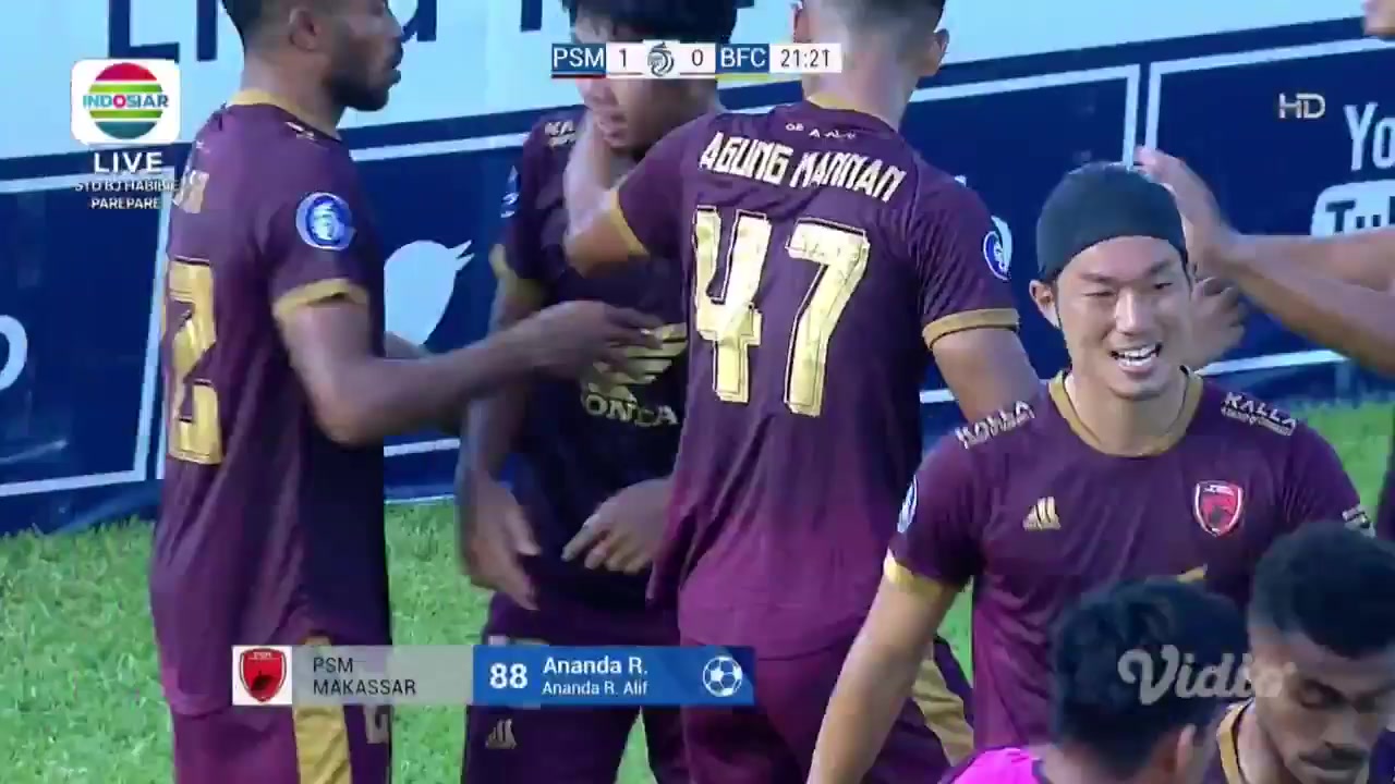 IDN ISL PSM Makassar Vs Bhayangkara Solo FC 21 phút Ananda Raehan AlifVào, ghi bàn 1:0