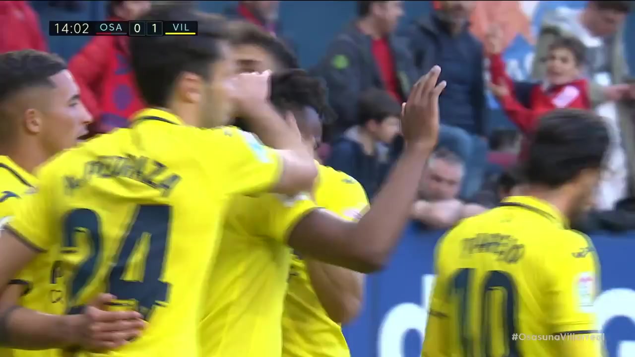 Laliga1 Osasuna Vs Villarreal  Goal in 14 min, Score 0:1