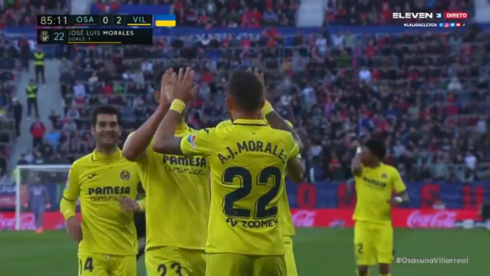 Laliga1 Osasuna Vs Villarreal  Goal in 86 min, Score 0:2