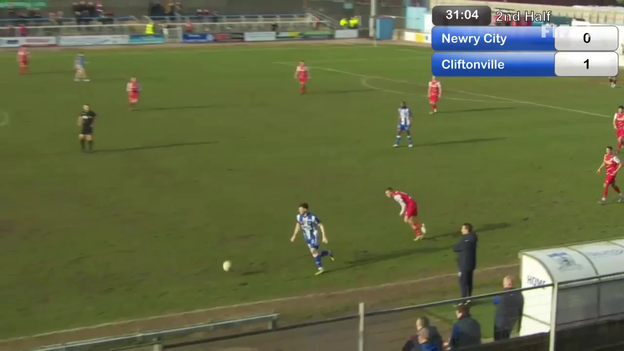 NIR D1 Newry City Vs Cliftonville  Goal in 77 min, Score 1:1