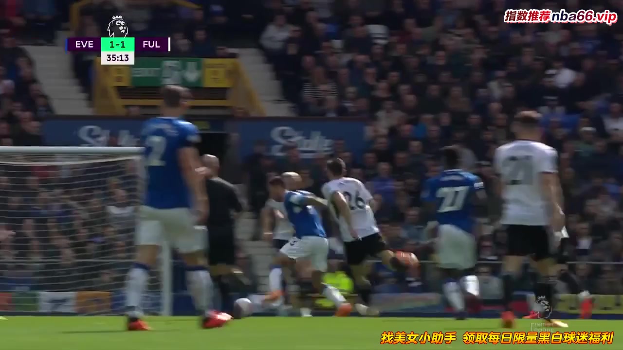 EPL Everton Vs Fulham  Goal in 34 min, Score 1:1