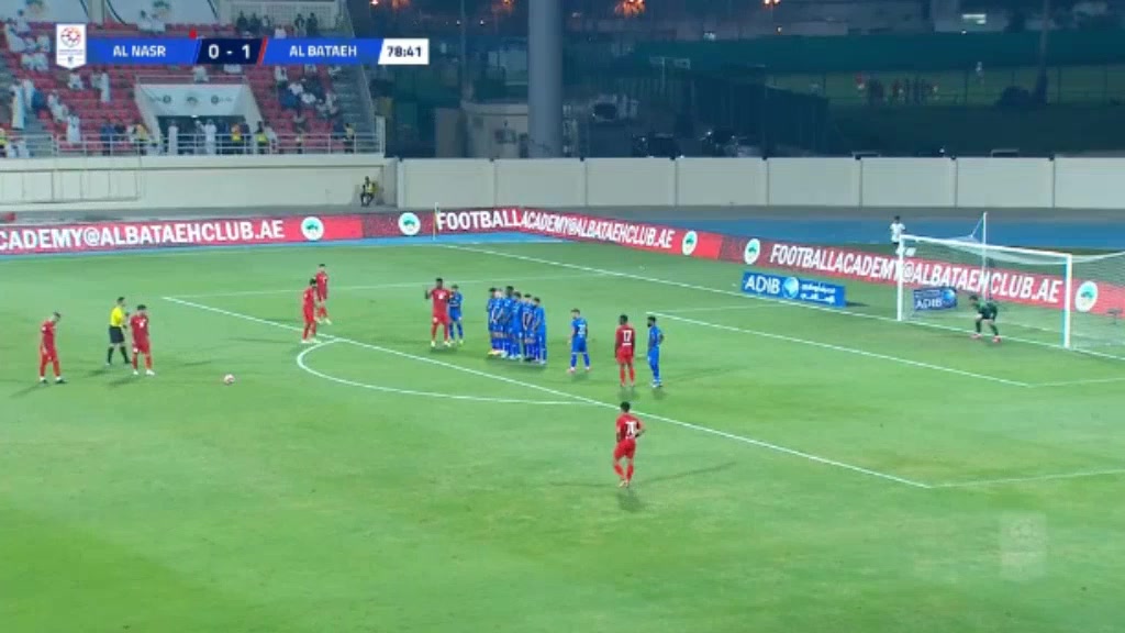 UAE LP Al Bataeh Vs Al Nasr Dubai  Goal in 80 min, Score 2:0