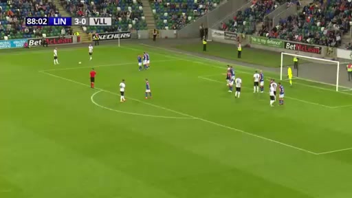 UEFA ECL Linfield FC Vs Vllaznia Shkoder  Goal in 89 min, Score 3:1