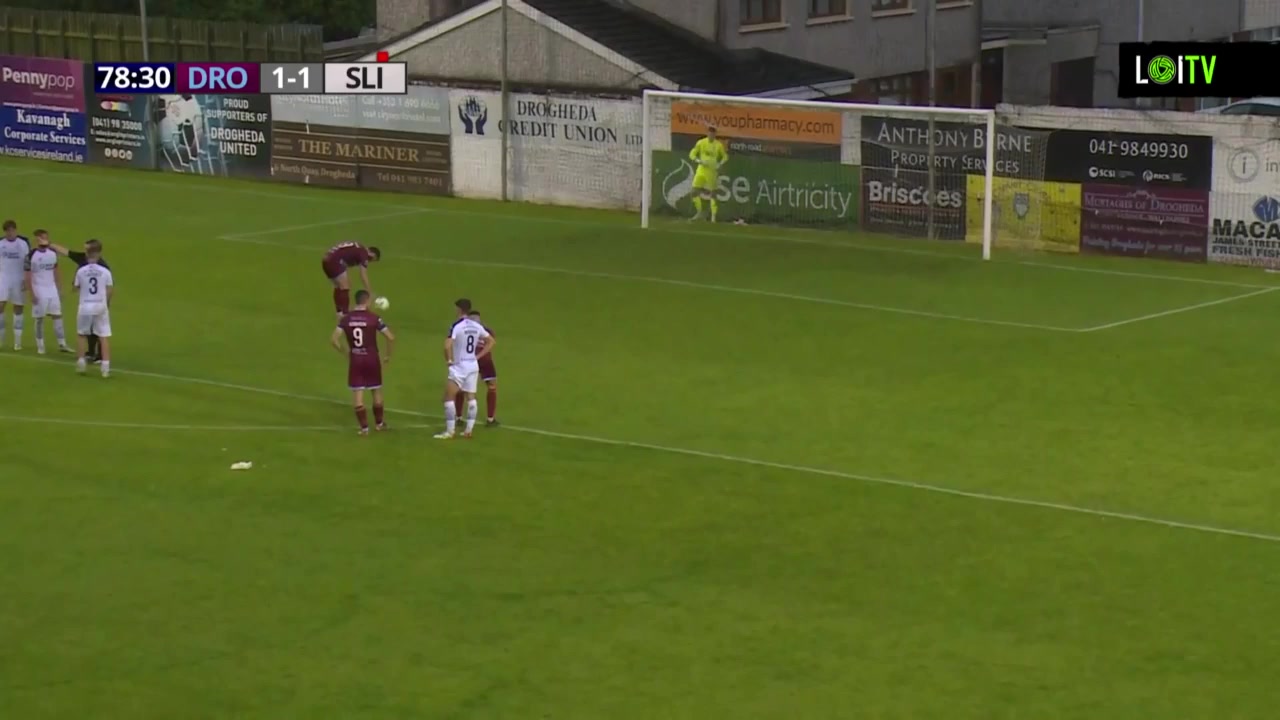 IRFAIC Drogheda United Vs Sligo Rovers  Goal in 80 min, Score 2:1