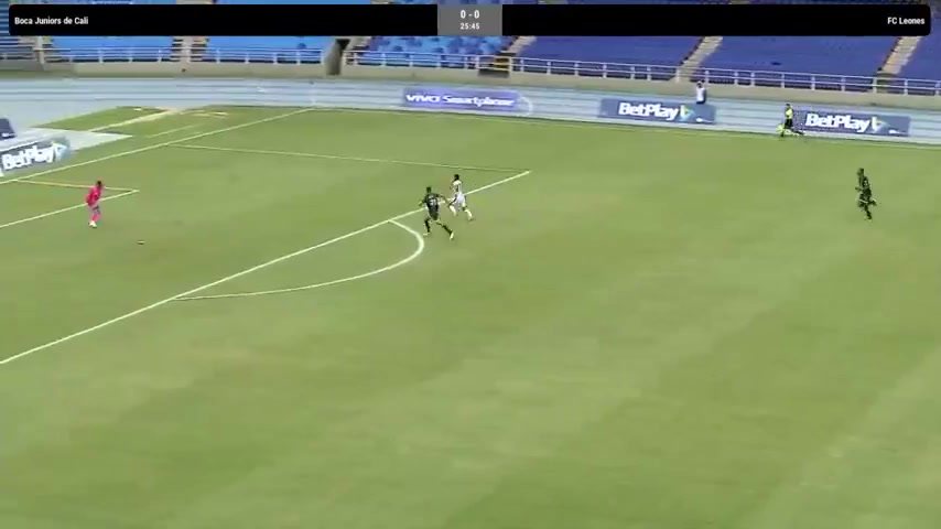 COL D2 Boca Juniors De Cali Vs Leones  Goal in 26 min, Score 1:0