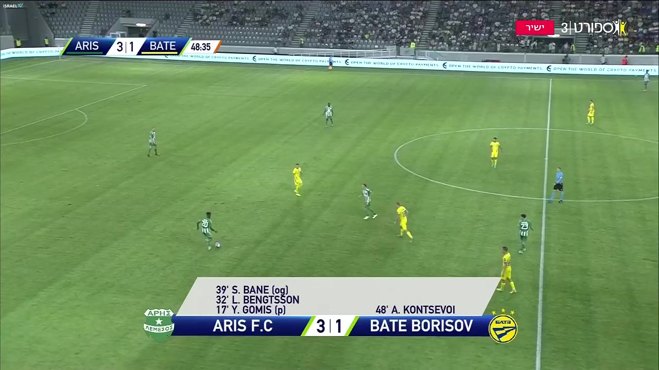 UEFA CL Aris Limassol Vs BATE Borisov  Goal in 49 min, Score 3:1