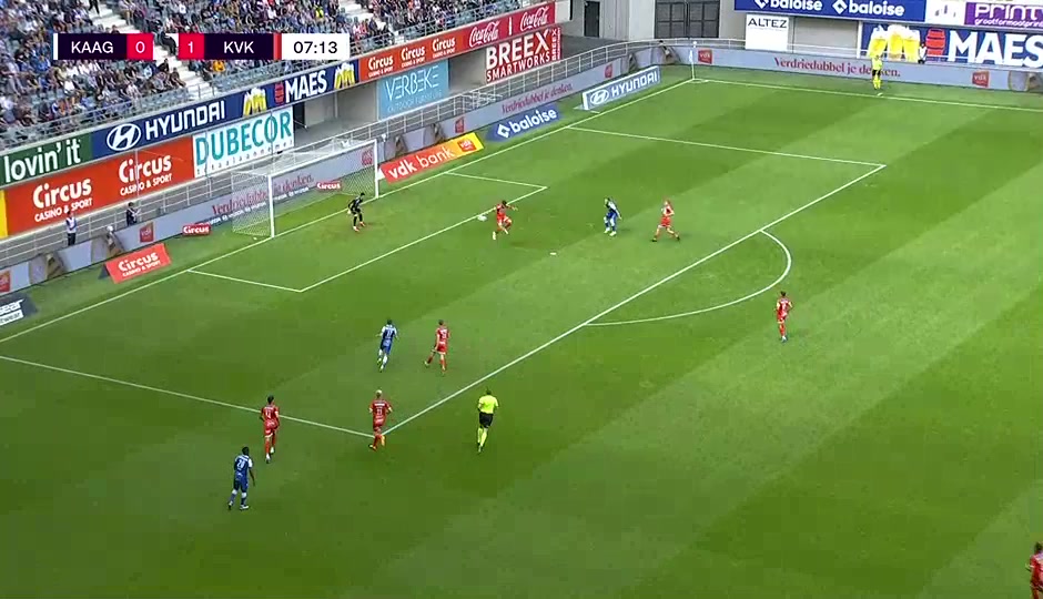 BEL D1 KAA Gent Vs Kortrijk  Goal in 7 min, Score 1:1