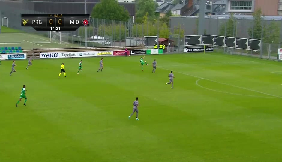 UEFA ECL Progres Niedercorn Vs Midtjylland  Goal in 14 min, Score 1:0