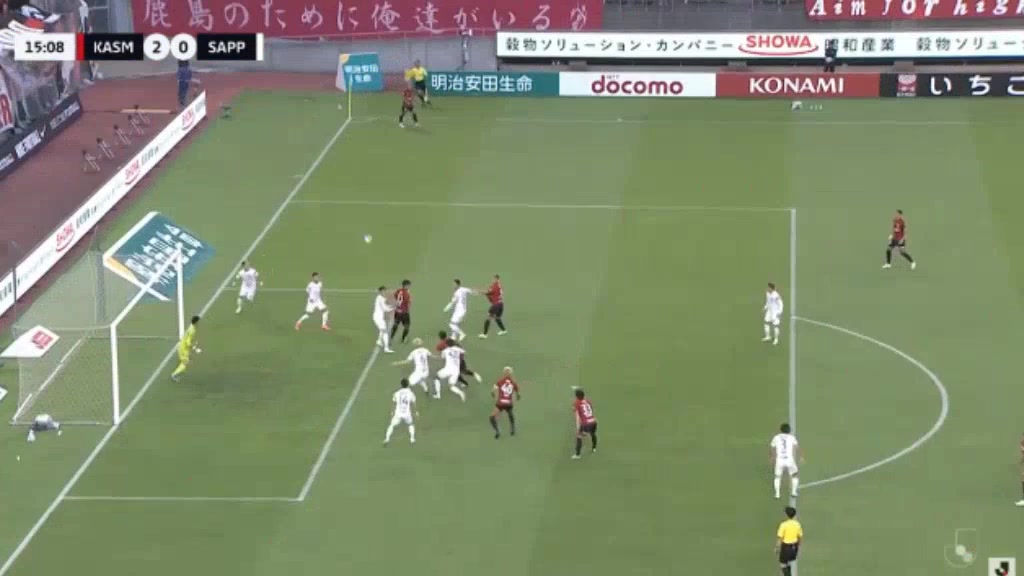 JPN D1 Kashima Antlers Vs Consadole Sapporo  Goal in 15 min, Score 2:0