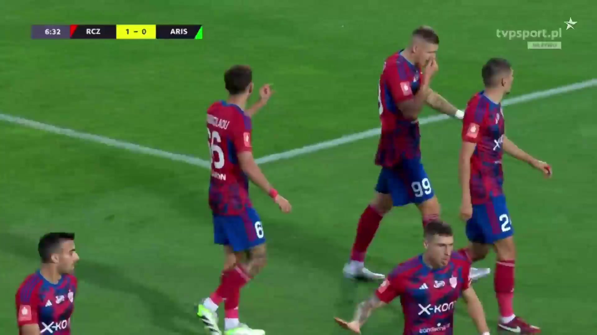 UEFA CL Rakow Czestochowa Vs Aris Limassol  Goal in 6 min, Score 1:0