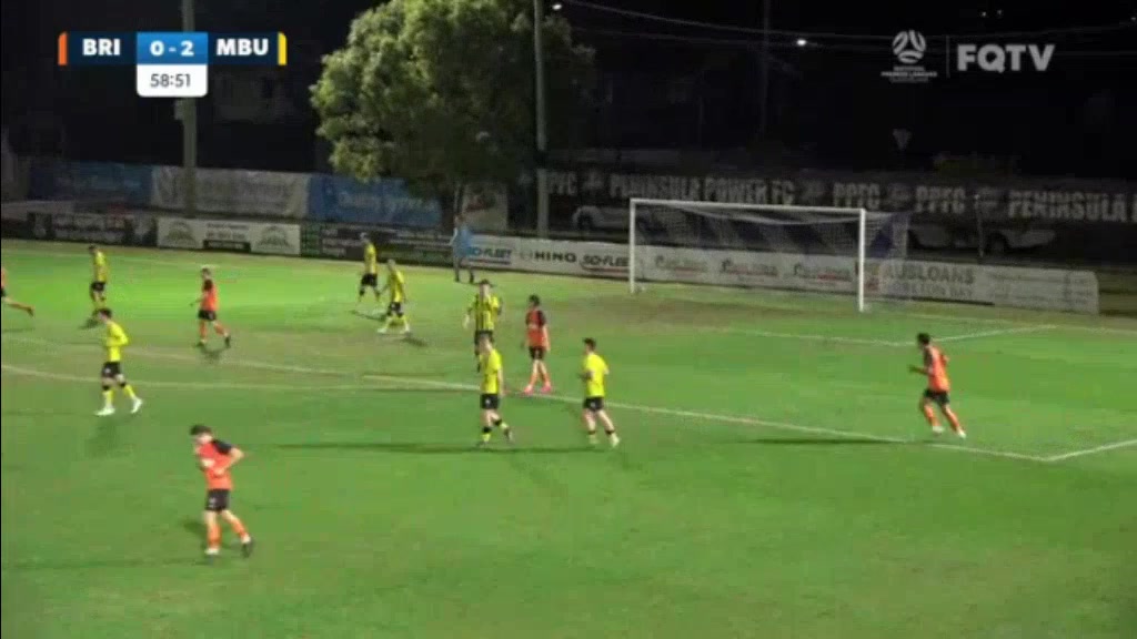 AUS QSL Brisbane Roar (Youth) Vs Moreton Bay United  Goal in 61 min, Score 0:3